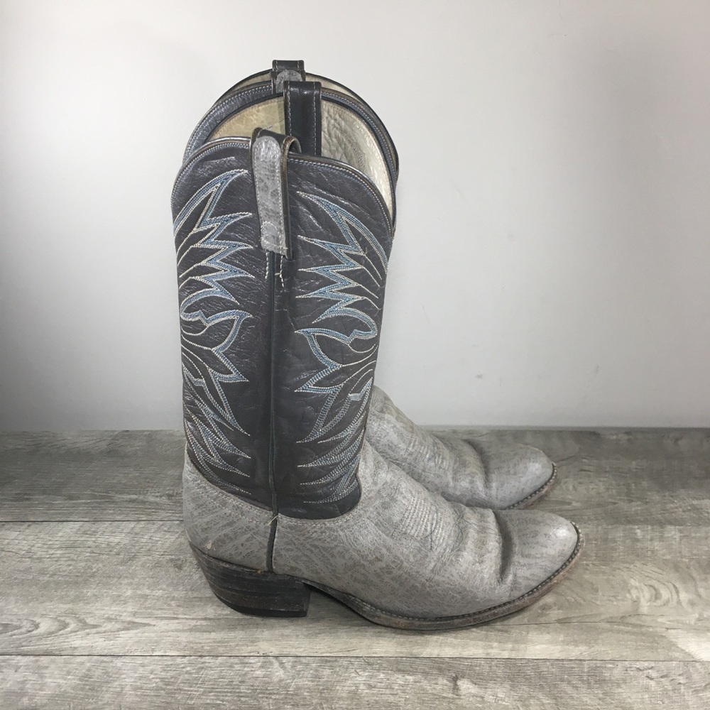 Vintage Dan Post Antelope Print Leather Cowboy Western Rancher Men’s Boots 10.5
